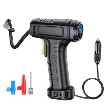 Imagem de Compressor de Ar Elétrico Portátil 12V Inflador Pneus com Manômetro Analógico Luz LED Alta Pressão Função Parada Automática para Carros Motocicletas Bicicletas Bolas e Brinquedos Infláveis