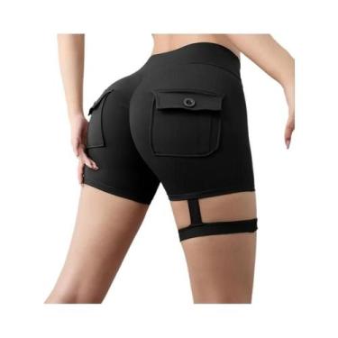 Imagem de Shorts Fitness Femininos Com Efeito Levanta Bumbum, Estilo Cargo, Seca