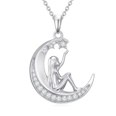 Imagem de IMZM Presente de Dia dos Namorados para ela, colar com pingente banhado a ouro branco e rosa 18 k para mulheres, presente de aniversário de aniversário para esposa, namorada, irmã, mãe, amigas, Base