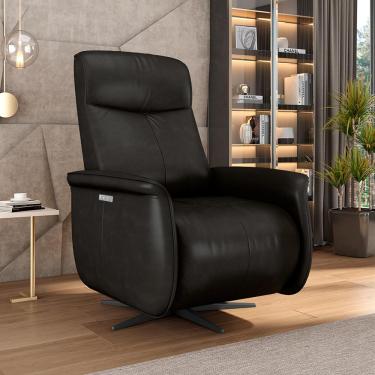 Imagem de Poltrona do Papai Reclinável Power Elétrica Anakin Base Estrela Giratória USB Couro Preto Brilho G76 - Gran Belo