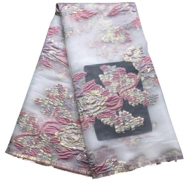 Imagem de ZhenGuiRu Tecido de renda africana 5 metros, tecido de renda jacquard bordado nigeriano para costura de festa de casamento