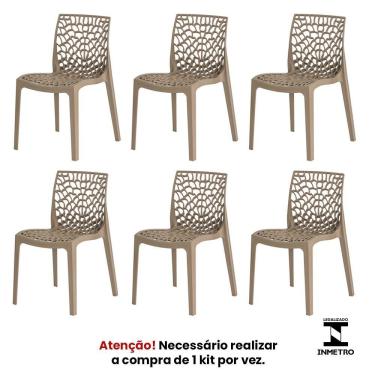 Imagem de Kit 6 Cadeiras Gruvyer Nude Sala Cozinha Jantar