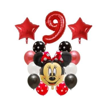 Imagem de Balões Mickey E Minnie Mouse 14pcs Balões De Número Em Folha De Látex 