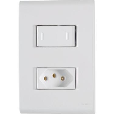 Imagem de Conjunto 4x2 Com 1 Interruptor 10 A 250 V E 1 Tomada 2p+t 10 A 250 V Tramontina Liz Branco
