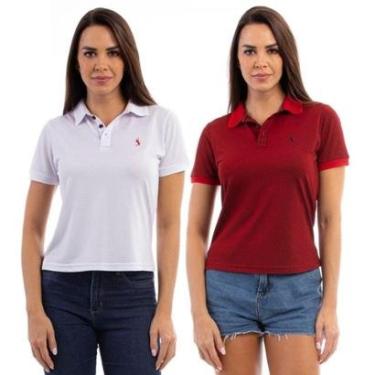 Imagem de Kit 2 Camisa Polo Feminina Viscose Básica Conforto Dia a Dia-Feminino