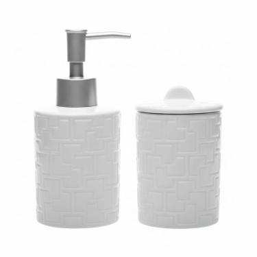 Imagem de Cj 2 Peças P/Banheiro/Lavabo de Cerâmica C/Porta Sabonete Líquido/Algodão Tetri Branco Wolff