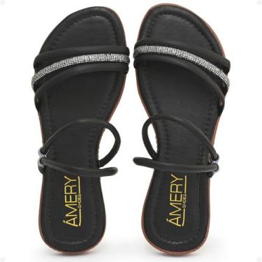 Imagem de Sandália Rasteira Feminina Metal Traseira Brilho Casual Super Leve Lan