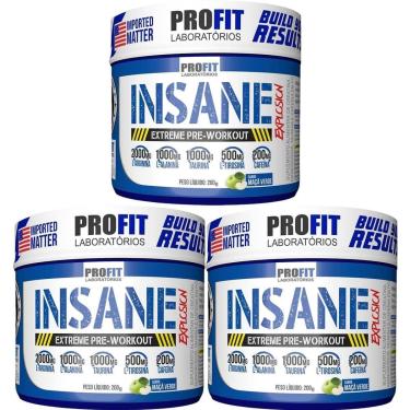Imagem de Kit 3X Insane Explosion Extreme Pre-Workout - 200g Maçã Verde - Profit-Masculino