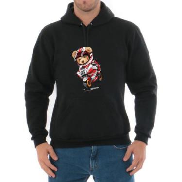 Imagem de Moletom Canguru Unissex Algodao Estampa Ursinho Moto Premium - Arietto