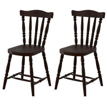 Imagem de Kit 02 Cadeiras Madeira Macica Pés Torneados 250ea Marjori - Castanho Acetinado