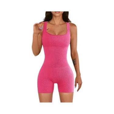 Imagem de Macacão feminino fitness shorts yoga leggings macacão para treino e ex