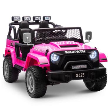 Imagem de Carro Elétrico Infantil 2 Assentos com Suspensão, Luz LED, 12V, OTTARO, Rosa