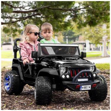 Imagem de Carro Elétrico Infantil Moderno Kids Trail Explorer 2 Lugares com Controle Remoto 24V - Preto