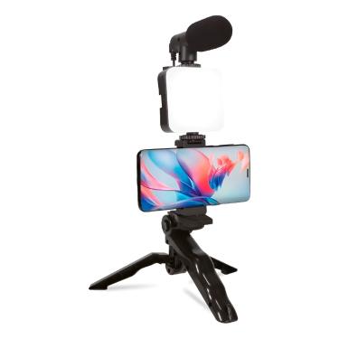 Imagem de Kit Iluminação Fotografia Luz LED Suporte Microfone