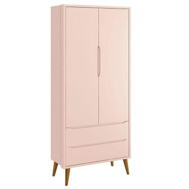 Imagem de Guarda Roupa Infantil Theo 2 Portas Rosa Com Pés Amadeirados - Reller