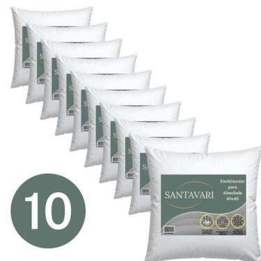 Imagem de Kit 10 Enchimentos de Almofada 40x40  Fibra Siliconada com Capa TNT 40
