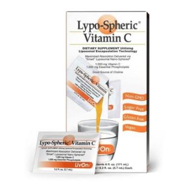 Imagem de Lypo-Vitamina C Spheric - 30 pacotes - 1.000mg C & fosfolipídios - melhor absorção - não-OGM-Unissex