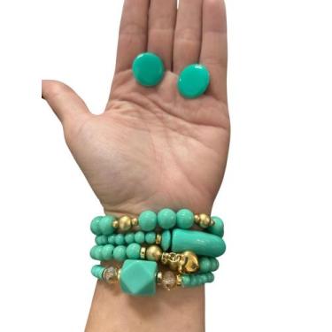 Imagem de Kit Brinco e Pulseira em Miçanga Moderno Feminino Iracema - MLBpel, Ti
