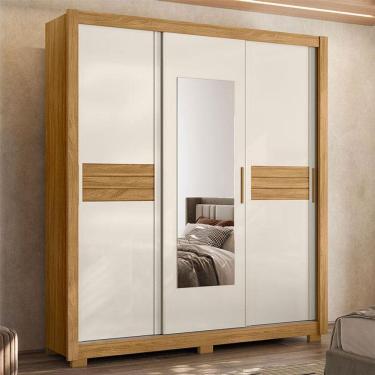 Imagem de Guarda Roupa Casal Ambiente Canadá 3 Portas Freijó Off White com Espelho - Moval