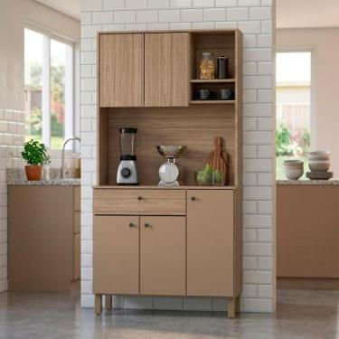 Imagem de Armário para Cozinha Elis 90cm MDF 15mm 5 Portas 1 Gaveta Champagne / 