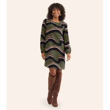 Imagem de Vestido Curto Feminino Manga Longa Rovitex Verde, M, Verde