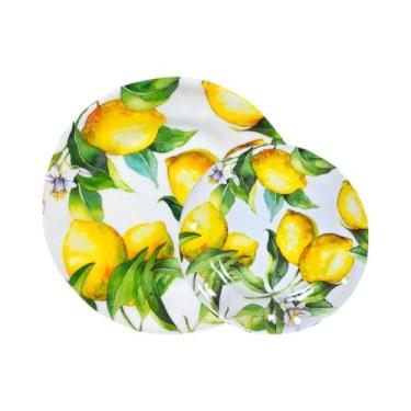 Imagem de Conjunto 2 Pratos Melamina 27cm E 23cm Limão Siciliano - Bellagio