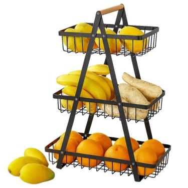 Imagem de Fruteira De Mesa 3 Andares Cesto De Frutas Legumes Multiuso Organizado