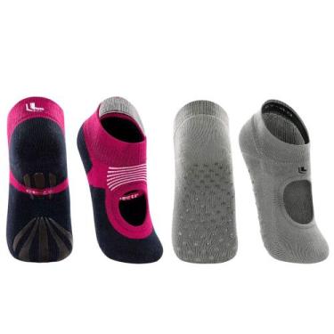 Imagem de Kit 2 Pares Meia Sapatilha Feminina Antiderrapante Lupo Sport Pilates 