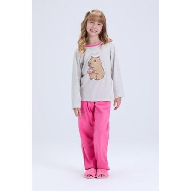 Imagem de Pijama Infantil Feminino Inverno Capivara Algodão - Vida Costeira Ofic