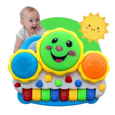 Imagem de Piano Tambor Pianinho Musical Brinquedo Educativo Infantil Brinquedo E