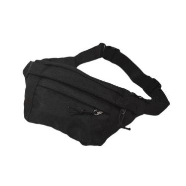 Imagem de Pochete Bolsa Grande Transversal Ajustável Lisa Celular Dinheiro Preto