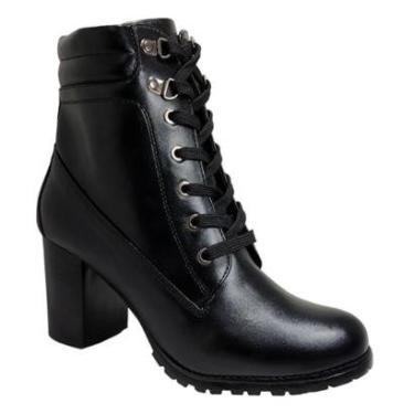 Imagem de Bota Coturno Casual Feminina  Salto Alto Cano Médio Mooncity 73130-Feminino