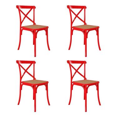 Imagem de Kit 4 Cadeiras Jantar Cross Katrina X em Aço para Mesa Sala Cozinha Bar Gourmet - Verme...