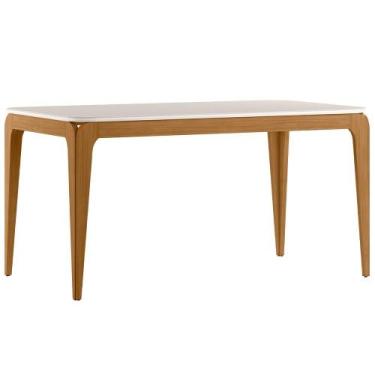 Imagem de Mesa de Jantar 6 Lugares Retangular 160cm Tampo MDF Com Vidro Claris N