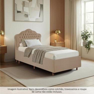 Imagem de Kit Cama Box Solteiro + Cabeceira Estofada em Madeira Maciça Curva Pro