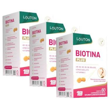 Imagem de KIT 3X Biotina Plus + Vitaminas e Minerais 60 comprimidos - Lauton