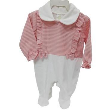 Imagem de Macacão Longo Bebê Menina Inverno Chuquinha Baby 7232, Rose, Creme, P 