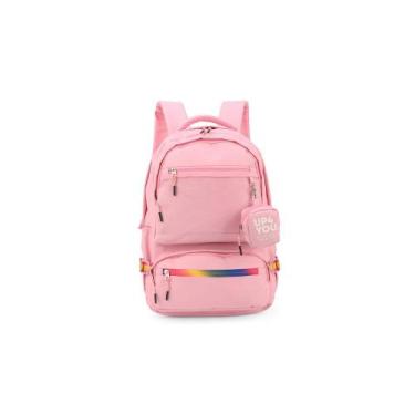 Imagem de Mochila Juvenil Chaveiro Rosa Ziper Tie Dye Up4you, Rosa