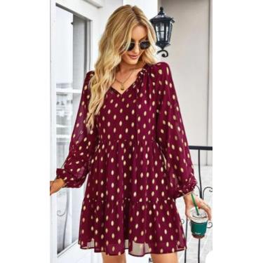 Imagem de Vestido Curto Soltinho Chiffon - Melissa Bellucci , Vinho, G