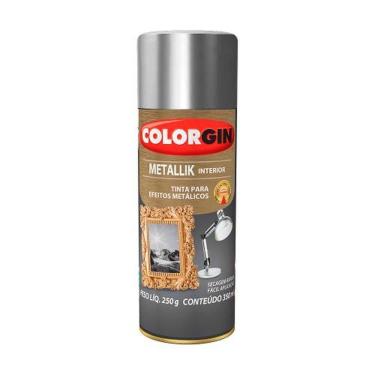 Imagem de Tinta Spray Acrílica Metálica Cromada Spray Metallik Cromado 350ML para Ferro Madeira Cerâmica Colorgin