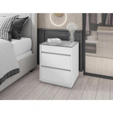 Imagem de Criado Mudo Serena 3 Gavetas Porta Itens MDF MDP Branco Mobiliar Home Shop