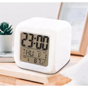 Imagem de Mini Relógio Despertador Digital com Temperatura Branco - TOP RIO