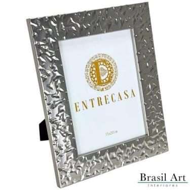 Imagem de Porta-Retrato Decorativo com Textura Prata 15x20cm - Entre Casa