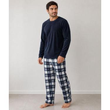 Imagem de Pijama Plush Quentinho Masculino Confortavel Toque Aveludado - Bella, 