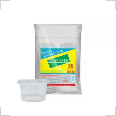 Imagem de Pote Descartável Redondo C/ Tampa Transparente 250ml - 25un - RIOPLAST