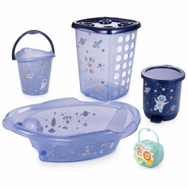 Imagem de Kit Banheiro Do Bebê Completo Astronauta Infantil Banheira Cesto De Ro