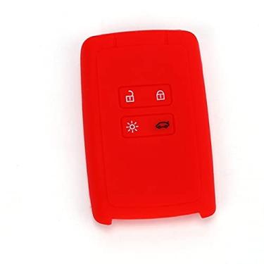Imagem de WSWJDW Silicone 4 Button Car Key Case Cover Keychain Ring Key Bag, Fit For Renault Koleos Kadjar Arkana 2017 Samsung Qm5,red