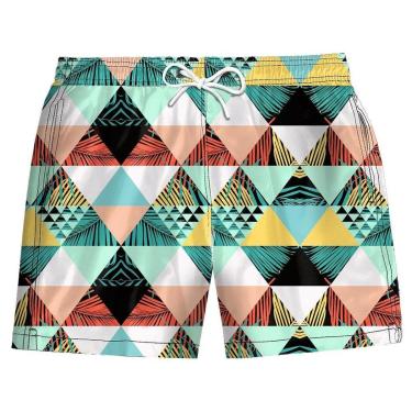 Imagem de SHORTS CONFORT STRETCH ESTAMPADO TRIANGULO PRETO E BRANCO MASCULINO ESTILO PRAIA ACADEMIA CAMINHADA-Masculino