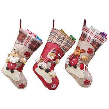 Imagem de Meia de Natal de Ano Novo, boneco de neve, presente de doce, adorável bolsa para crianças, lareira, decoração de árvore de Natal