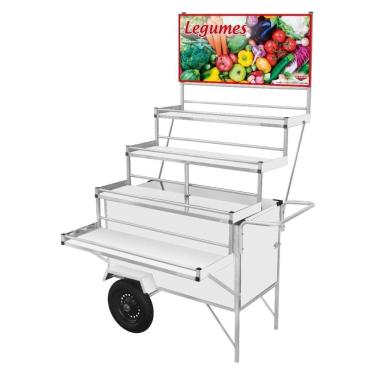 Imagem de Carrinho Expositor de Legumes com Rodas Pneumáticas e Toldo